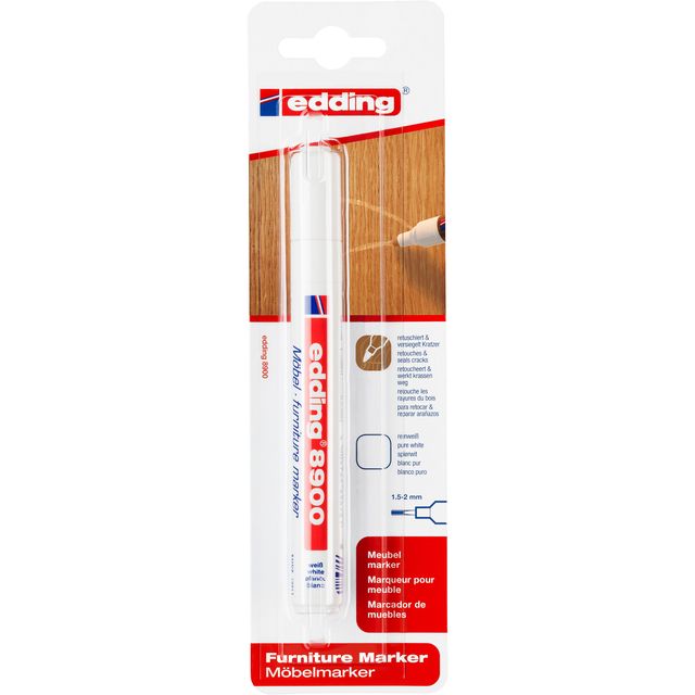 Edding - Filzstift 8900 Möbel rund 1,5-2mm hochweiß Blister à 1 Stück | 5 Stück