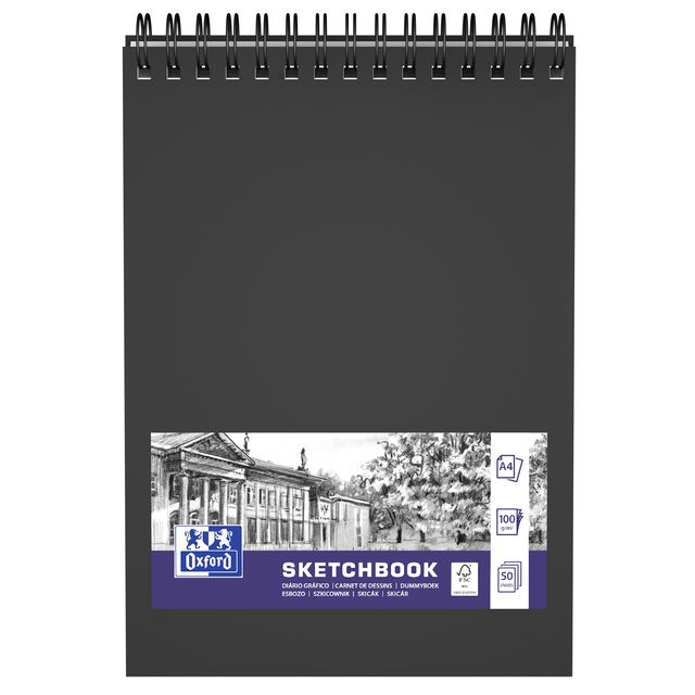 Oxford - Skizzenbuch A4 50 Blatt 100 Gramm Spirale | 5 Stück
