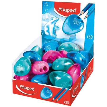 Maped - Bleistiftspitzer Igloo 2-Loch-Display mit 30 Stück sortiert