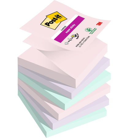Post-it – Super Sticky Z-Notes Soulful, 90 Blatt, 76 x 76 mm, verschiedene Farben, Packung mit 6 Blöcken