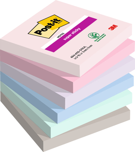 Memoblok 3m post-it 654 Super Sticky 76x76mm Seele | 12 Stücke