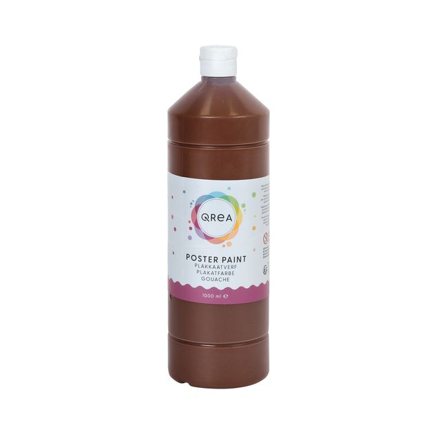 Qrea - Posterfarbe Dunkelbraun 1000ml | 6 Stück