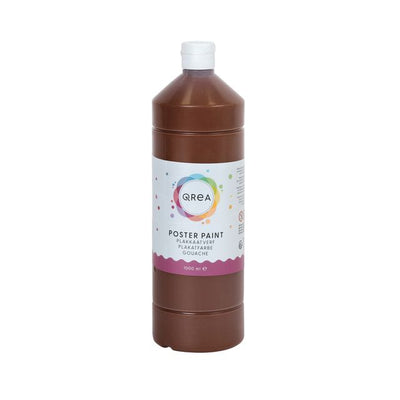 Qrea - Posterfarbe Dunkelbraun 1000ml | 6 Stück