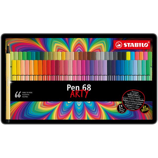 Stabilo - Filzstift Pen 68 Arty medium sortierte Dose mit 66 Stück