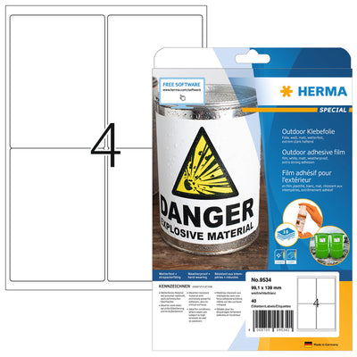 HERMA - Etikett 9534 99,1x139mm wetterfest weiß 40 Stück