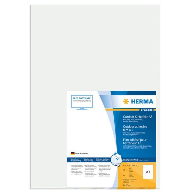 HERMA - Etikett 9544 297x420mm wetterfest weiß 40 Stück