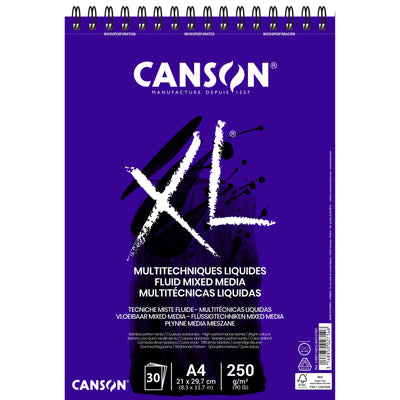 Canson - Mixed-Media-Papier XL Fluid Mixed Media 30 Blatt 250gr A4 extra weiß