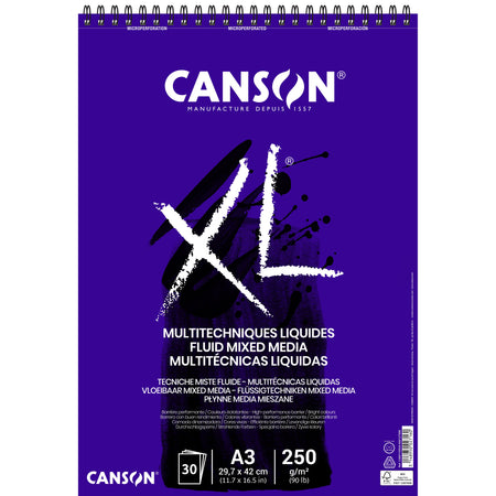 Canson - Mixed-Media-Papier XL Fluid Mixed Media 30 Blatt 250gr A3 extra weiß