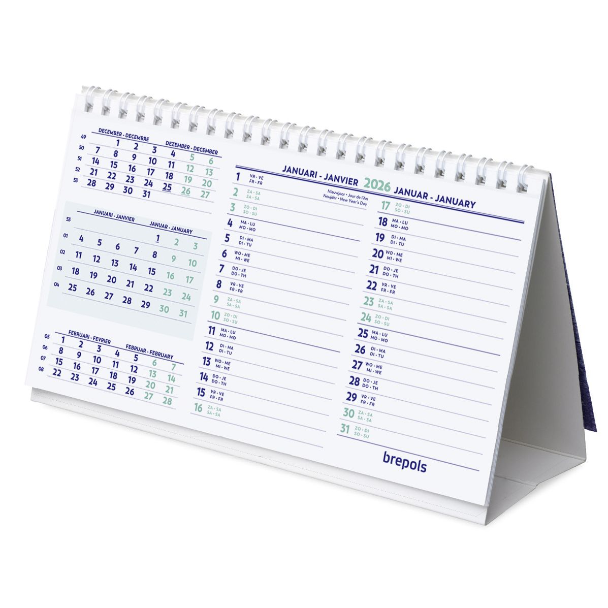 Brepols - Schreibtisch-Monatskalender 2026 210x125mm
