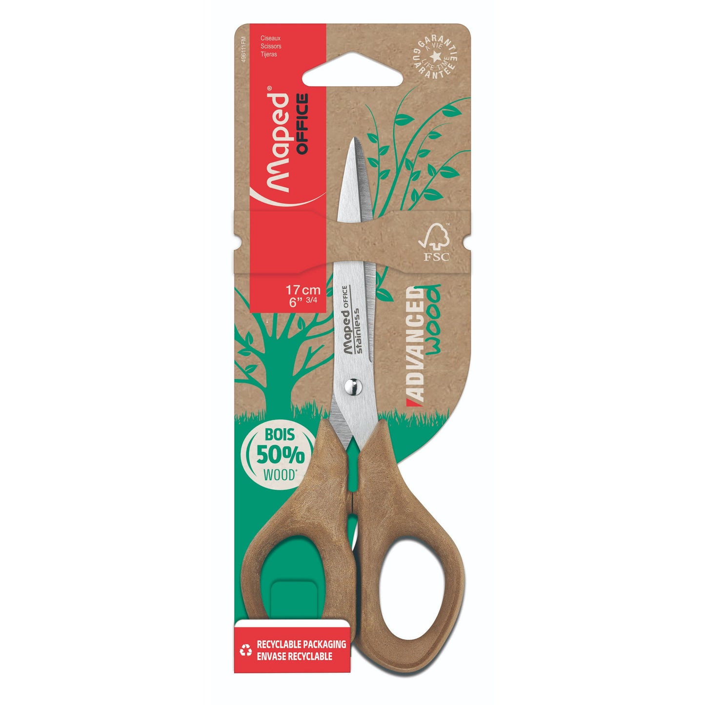 Maped Office - Schere Advanced Wood 17cm braun