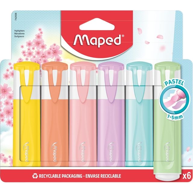 Maped – Textmarker-Set mit 6 Pastellfarben