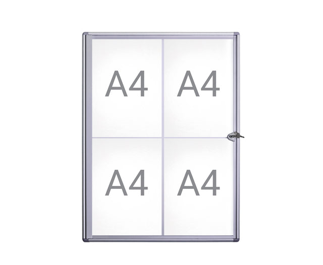 Binnenvitrinwand Maulextraslim Whiteboard 4xa4 mit Schloss