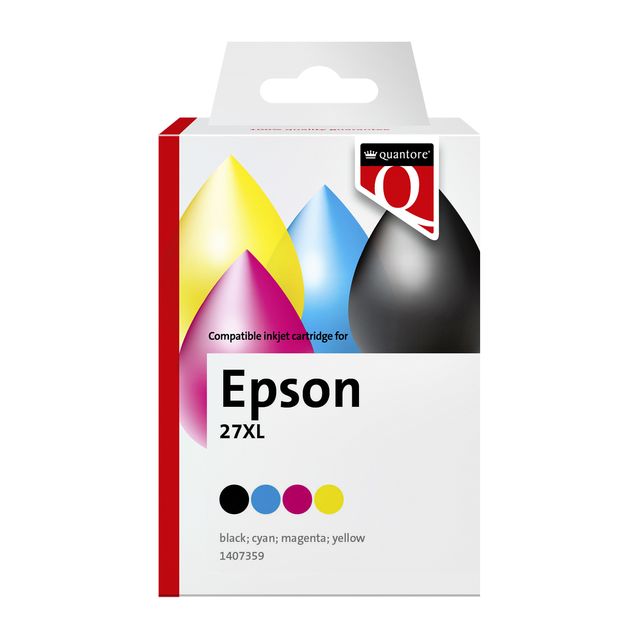 Quantore - Tintenpatronen-Alternative für 27XL Schwarz + 3 Farben | 12 Stück