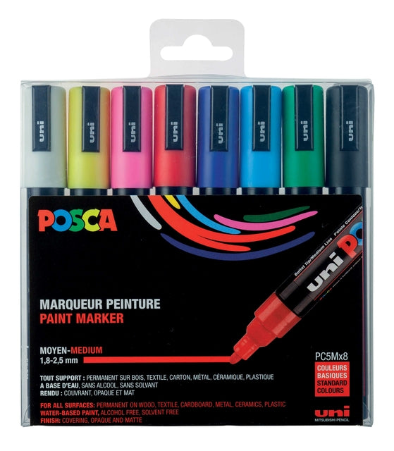 Posca - Paintmarker Uni PC5M medium sortiertes Set mit 8 Stück