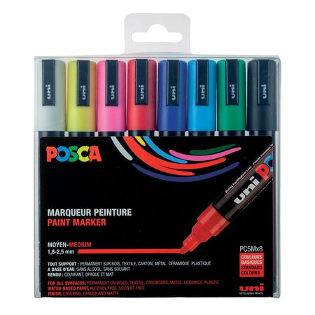 Posca - Paintmarker Uni PC5M medium sortiertes Set mit 8 Stück