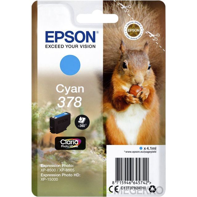 Epson - Ink Patrone 378, 360 Seiten, OEM C13T37824010, Cyan