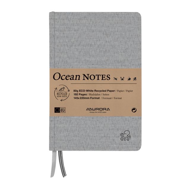 Aurora - Notizbuch Ocean A5 192 Seiten liniert 80gr Leinenstruktur grauer Einband