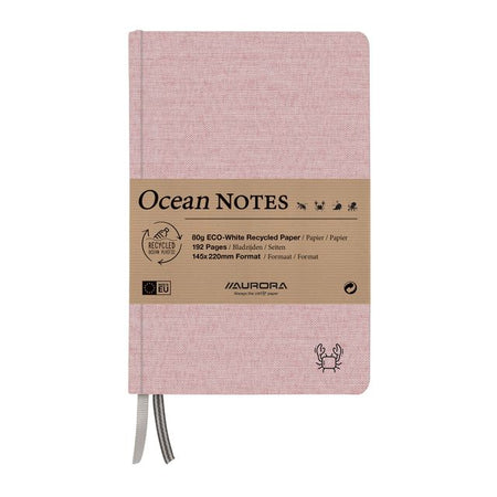 Aurora - Notizbuch Ocean A5 192 Seiten liniert 80gr Leinenstruktur Einband rot | 4 Stück