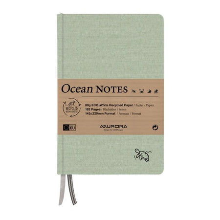 Aurora - Notizbuch Ocean A5 192 Seiten liniert 80gr Leinenstruktur Einband grün | 4 Stück