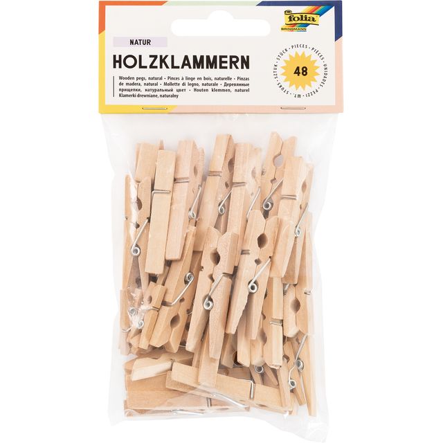 Folia Paper - Wäscheklammer Folia 48 Stück, drei Größen aus Holz