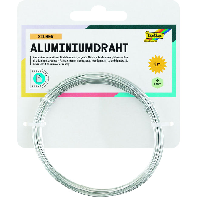 Folia Paper - Aluminiumdraht Folia 1mmx5m silber | 10 Stück