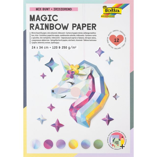 Folia Paper - Regenbogenpapier und Karton Folia 24x34cm 120gr und 250gr 12 Blatt 6 Farbtöne