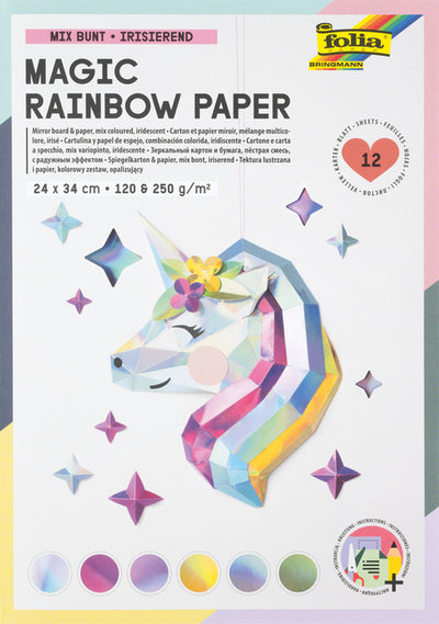 Folia Paper - Regenbogenpapier und Karton Folia 24x34cm 120gr und 250gr 12 Blatt 6 Farbtöne