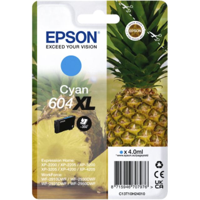 Epson - Ink Patrone 604 XL, 350 Seiten, OEM C13T10H24010, Cyan