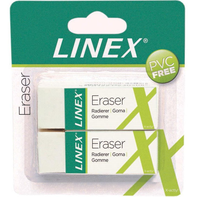 Linex - weißer Radiergummi, Blister mit 2 Stück