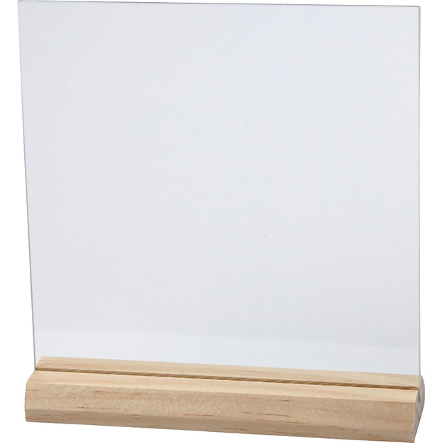 Glasplatte mit Holzfußkreotime