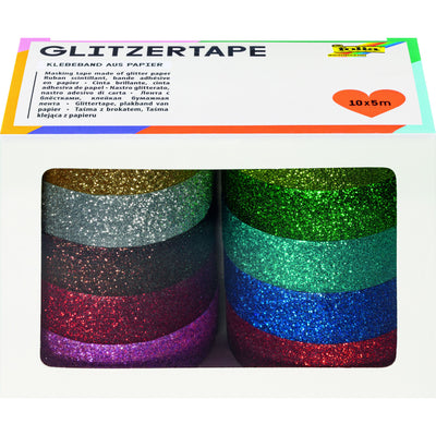 Folia Paper - Klebeband Folia Glitzer 5mx15mm 10 Stück 10 Farben | 6 Stück