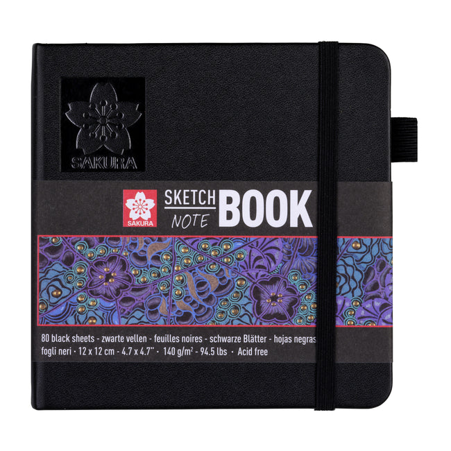 Sakura - Skizzenbuch 80 schwarze Blätter 140gr 120x120mm schwarz | 5 Stück