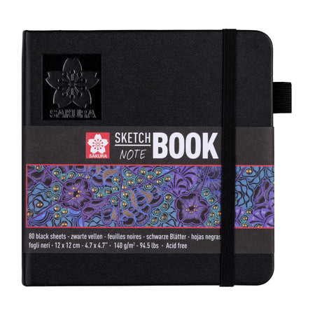 Sakura - Skizzenbuch 80 schwarze Blätter 140gr 120x120mm schwarz | 5 Stück