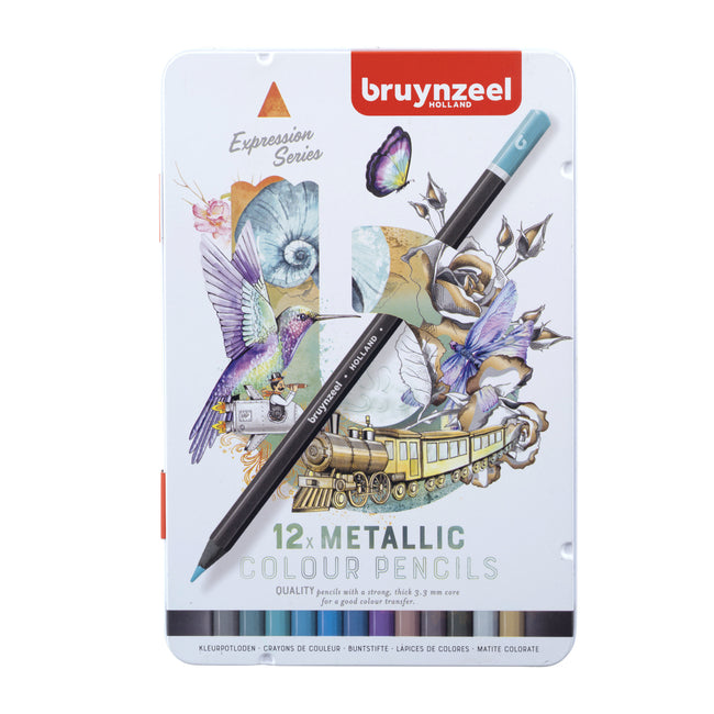 Bruynzeel - Buntstift-Sion-Set mit 12 Stück in Metallic-Optik
