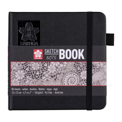 Sakura - Skizzenbuch 80 weiße Blätter 140gr 120x120mm schwarz | 5 Stück