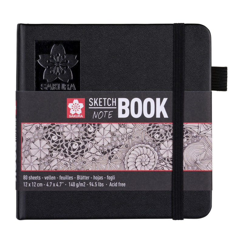 Sakura - Skizzenbuch 80 weiße Blätter 140gr 120x120mm schwarz | 5 Stück