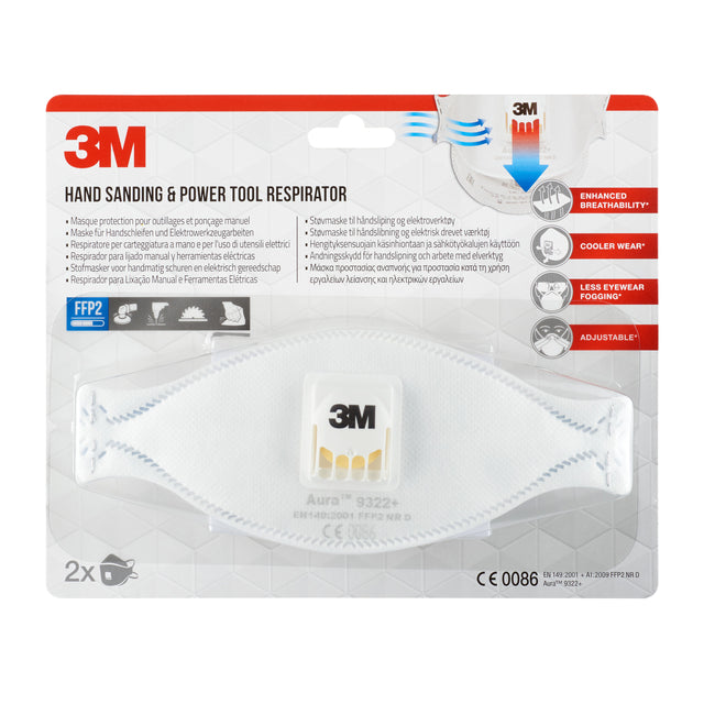 Staubmaske zum Schleifen 9322 ffp2 Ventil 2er Pack | Holen Sie sich ein 2 Stück