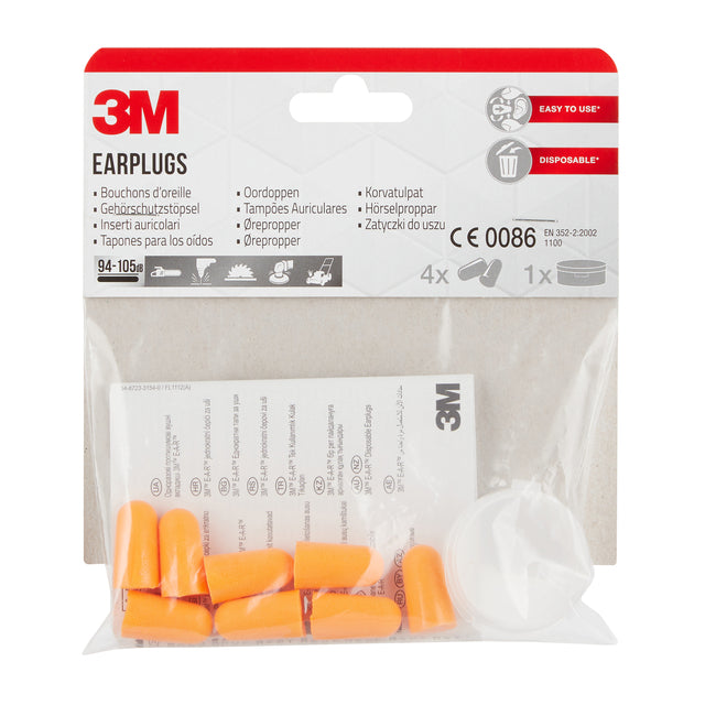 Ohrstöpsel 1100 mit Aufbewahrungsbox 1 Set mit 4 Paar | Packen Sie 4 Paar ein | 12 Stück