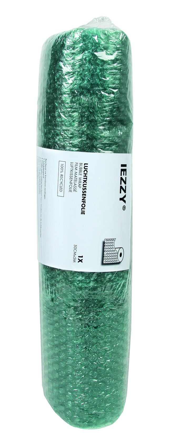IEZZY - Luftpolsterfolienrolle 500 mm x 5 m, 100 % recycelt, grün