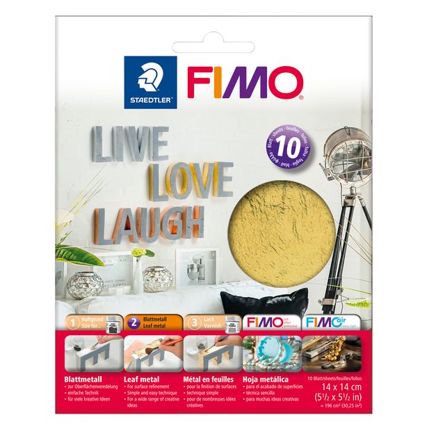 Fimo Staedtler - Blech Fimo 14x14cm 10 Blatt Gold