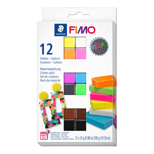 Fimo Staedtler - Ton-Fimo-Effekt-Farbpaket 12 Neonfarben