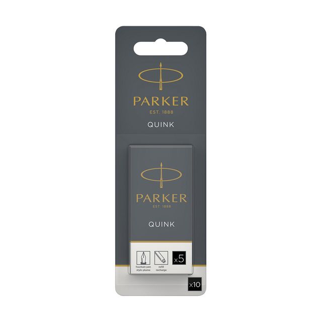 Parker - Tintenpatrone Quink schwarz, Blisterpackung mit 10 Stück