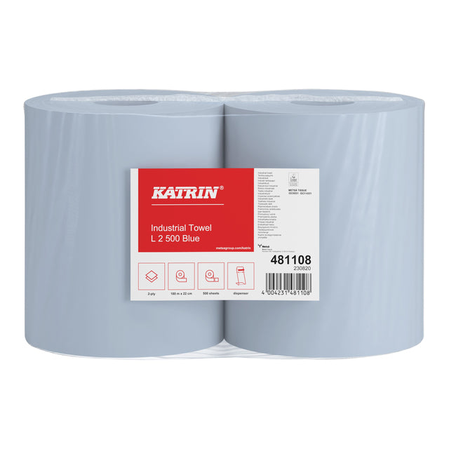 Reinigungsrolle Katrin Classic 481108 Kleber 2 Schicht 360x220mm 2x500 Hautblau