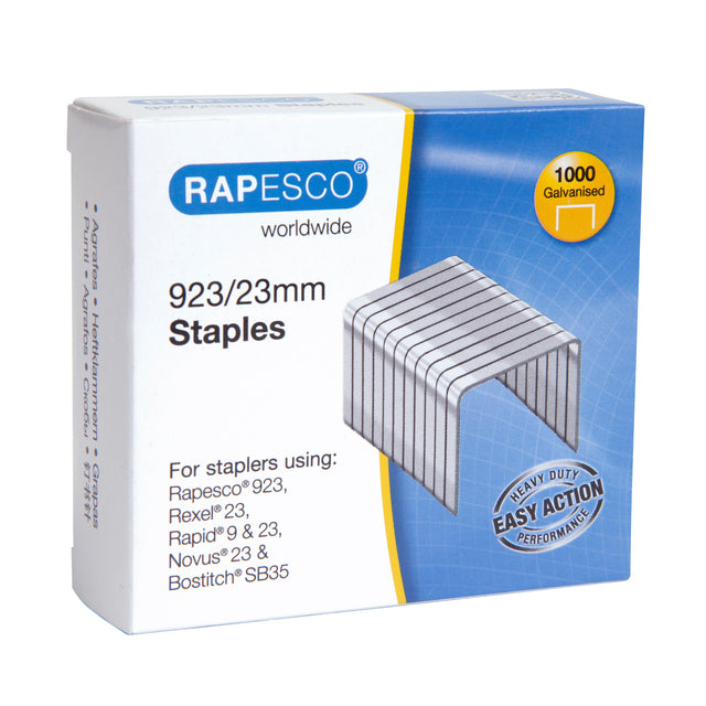 Rapesco - Heftklammern Heavy Duty 923 23mm 1000 Stück Silber