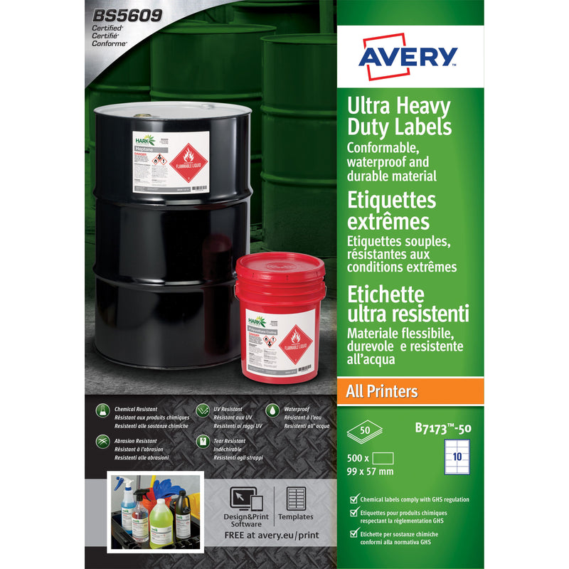 Avery - Label B7173-50 99x57mm Polyethylen weiß 500 Etiketten