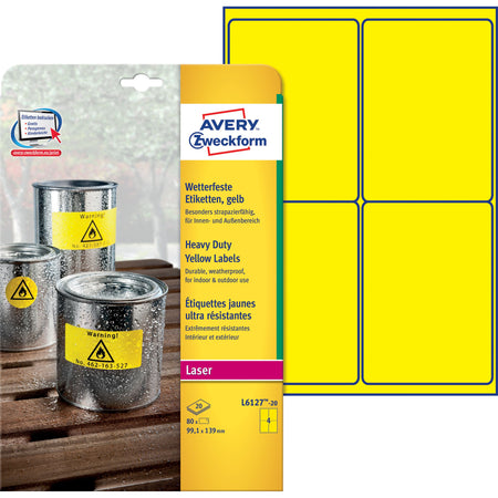 Avery Zweckform - Etikett Zweckform L6127-20 99,1x139mm gelb 80 Stück