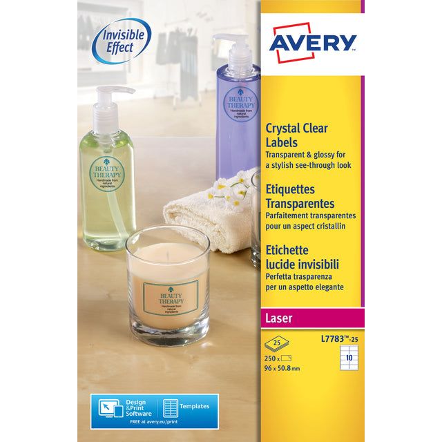 Avery - Etikett Avery L7783-25 96x50,8 mm transparent 250st