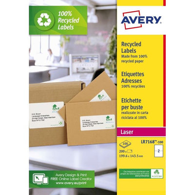 Avery - Etikett LR7168-100 199,6 x 143,5 mm recycelt weiß 200 Etiketten | 5 Stück