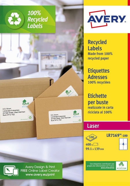 Label Avery LR7169-100 99.1X139 Recycled Wt 400st | 5 Stücke