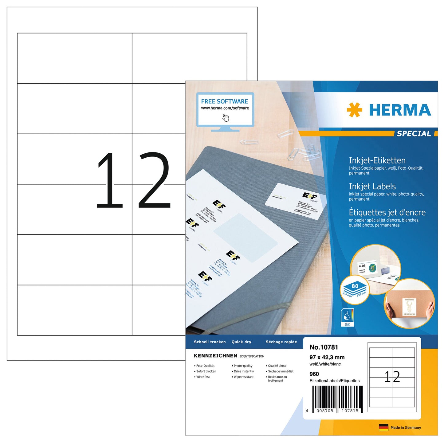 HERMA - Etikett 10781 97x42,3mm weiß 960 Stück